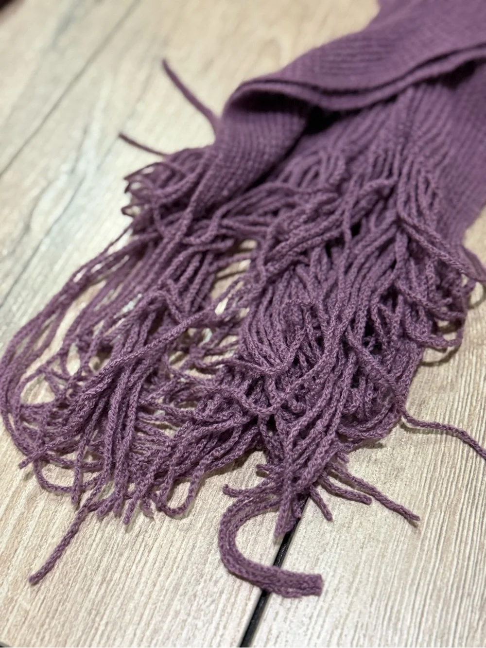 Ruffle Knit Fringe Scarf Plum Long Soft Stretch Wrap Shawl Renee’s NYC